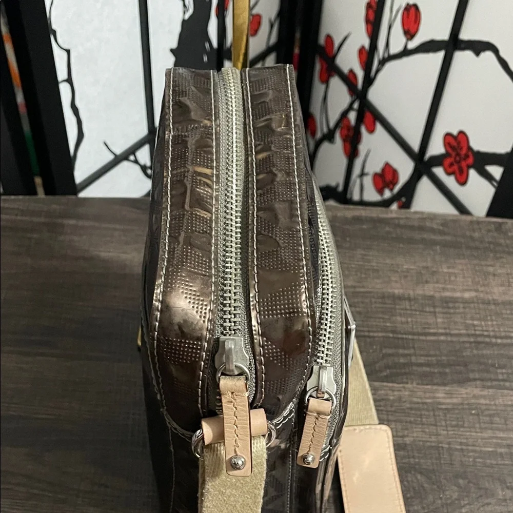 Michael Kors Black Patent Logo Plate Crossbody